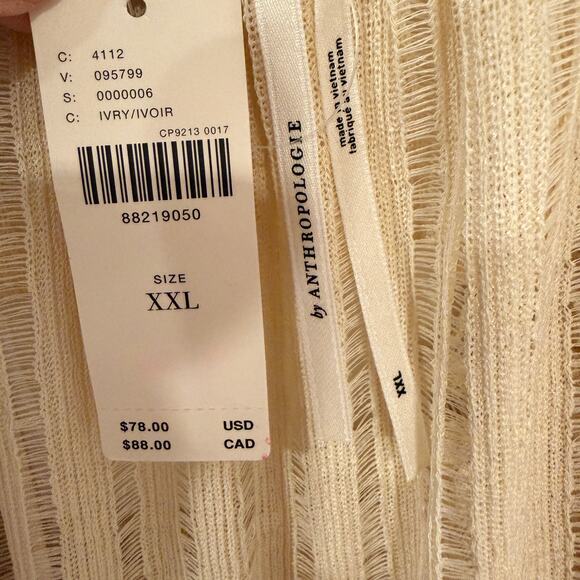 Anthropologie Ivory Sheer Ruffle Peasant Blouse XXL Boho Romantic Cottagecore - Picture 4 of 8